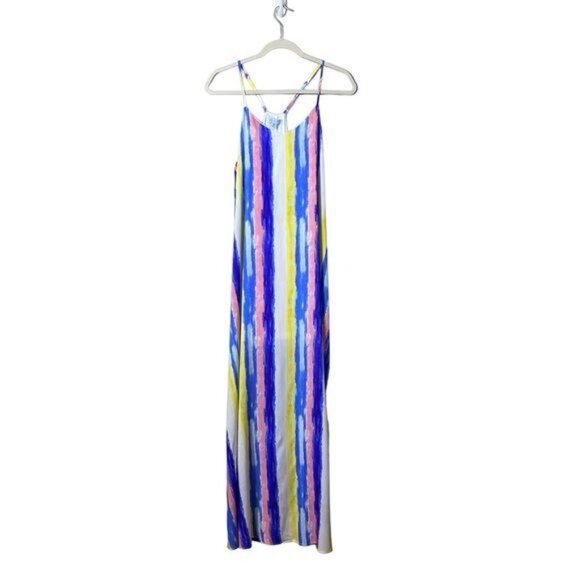 She + Sky Maxi Dress Women’s Medium Rainbow Dopamine Dressing Coastal - Picture 4 of 8